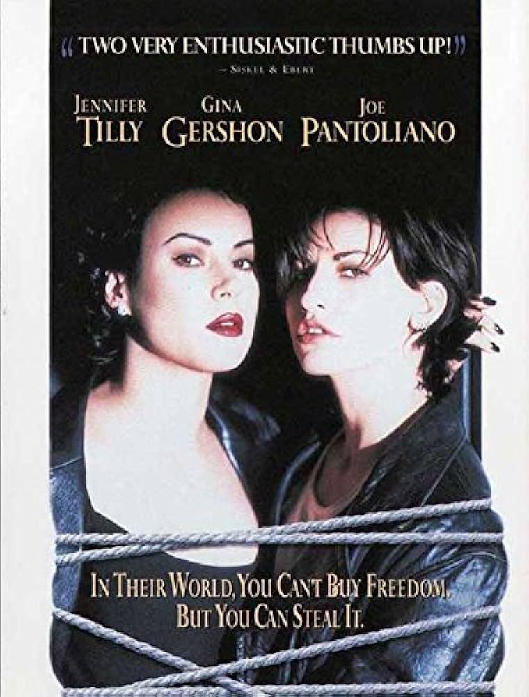 The movie poster for Bound (1996), featuring actors Jennifer Tilly and Gina Gershon.